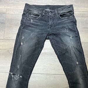 R13 Distressed Dark Skinny Jeans